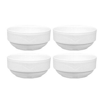 Porcelain Saturn dia.4.75" h:2" 13 oz. Round White Porcelain Bowl (Set of 4)