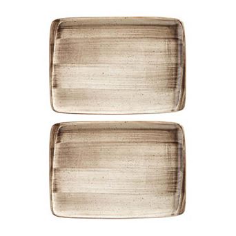 Terrain 9" x 6" Rectangular Brown Porcelain Plate (Set of 2)
