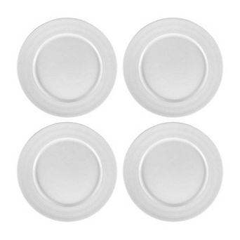 Porcelain Lizbon dia.11.75" Round White Porcelain Plate (Set of 4)