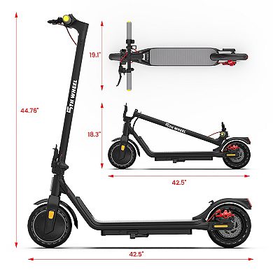 5TH WHEEL V10PRO Electric Scooter - 500W Peak, 265 lbs Capacity, 8.5" Solid Tires, Turn Signals