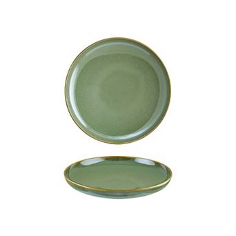 Sage dia.9.75" h:2" Round Green Porcelain Deep Plate