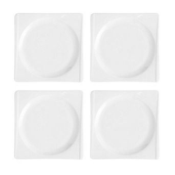 Porcelain Hong Kong 7" x 7" Square White Porcelain Plate (Set of 4)