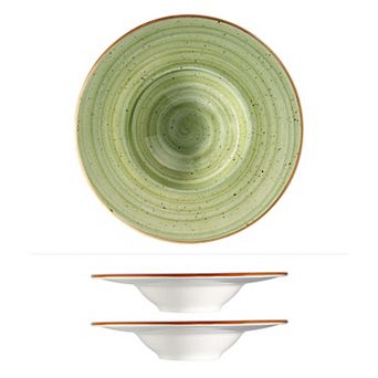 Therapy dia.11" h:2.5" 14 oz. Round Green Porcelain Bowl (Set of 2)
