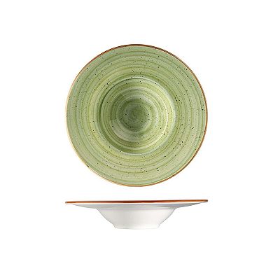 Therapy dia.11" h:2.5" 14 oz. Round Green Porcelain Bowl (Set of 2)