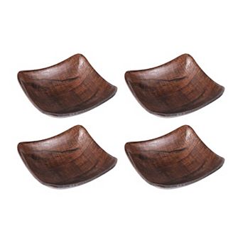 Turgla Composite 4.75" x 4.75" x h:1.5" 7 oz. Square Brown Composite Bowl (Set of 4)