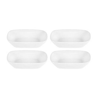 Porcelain Delta-Coupe 5.5" x 4" x h:1.25" 6 oz. Rectangular White Porcelain Deep Plate (Set of 4)
