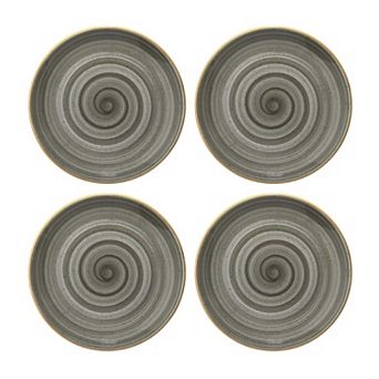 Space dia.8.25" Round Grey Porcelain Plate (Set of 4)