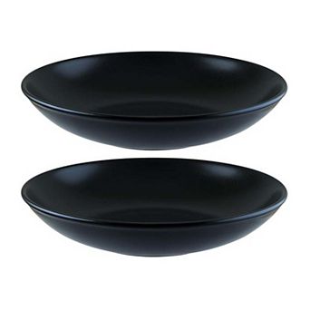 Notte dia.10" h:2" 44 oz. Round Black Porcelain Bowl (Set of 2)