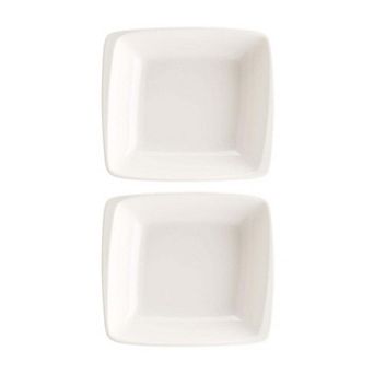 Moove 7.5" x 6.5" x h:2" 20 oz. Square Warm White Porcelain Bowl (Set of 2)