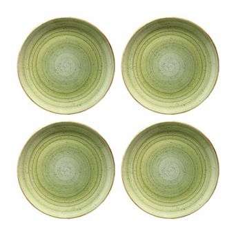 Therapy dia.6.75" Round Green Porcelain Plate (Set of 4)