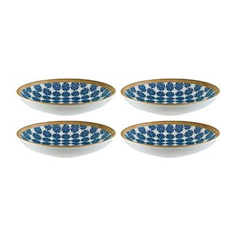 Calif dia.9" h:2" 34 oz. Round Decorated Porcelain Bowl (Set of 4)