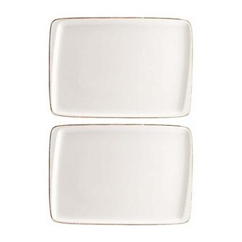 Retro 9" x 6" Rectangular Decorated Porcelain Plate (Set of 2)