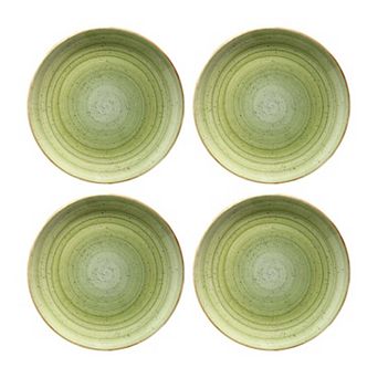 Therapy dia.10" Round Green Porcelain Plate (Set of 4)