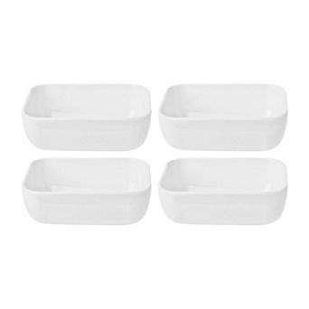 Porcelain Santa Monica 5.5" x 3.75" x h:2" 14 oz. Rectangular White Porcelain Deep Plate (Set of 4)