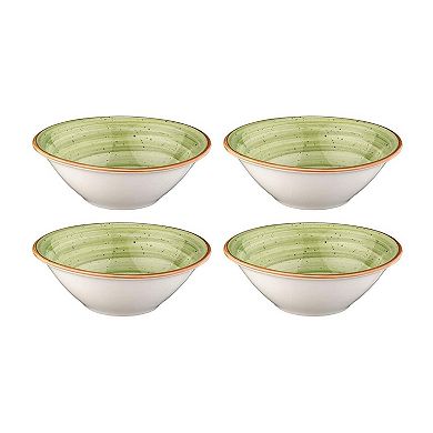 Therapy dia.7" h:2.5" 23 oz. Round Green Porcelain Bowl (Set of 4)