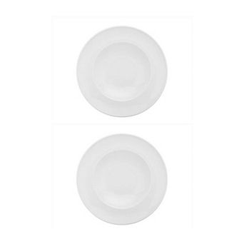 Porcelain Delta dia.11.75" h:2.5" 17 oz. Round White Porcelain Bowl (Set of 2)