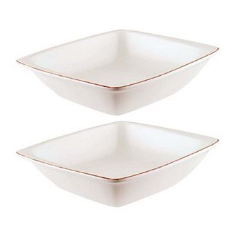 Retro 7.5" x 6.5" x h:2" 20 oz. Square Decorated Porcelain Bowl (Set of 2)