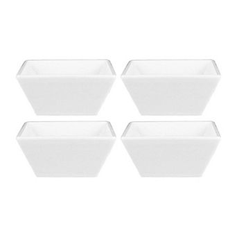 Porcelain Merid 4" x 4" x h:2" 7 oz. Square White Porcelain Bowl (Set of 4)