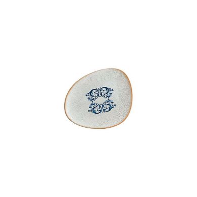Viento 7.5" x 6" Organic Shape Decorated Porcelain Plate (Set of 4)