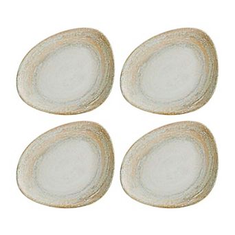 Patera 9.5" x 7.5" Organic Shape Decorated Porcelain Plate (Set of 4)