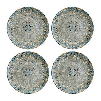 Luca Mosaic Matte dia.10" Round Decorated Porcelain Plate (Set of 4)