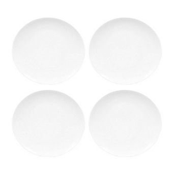 Porcelain Elips 10.25" x 9.5" Oval White Porcelain Plate (Set of 4)