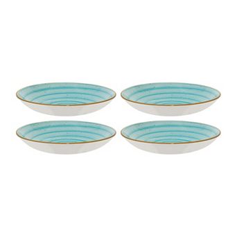 Aqua dia.9" h:2" 34 oz. Round Blue Porcelain Bowl (Set of 4)