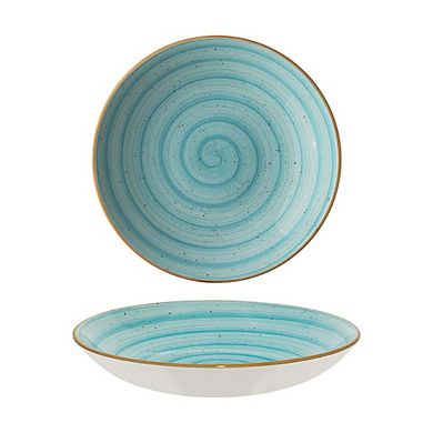 Aqua dia.9" h:2" 34 oz. Round Blue Porcelain Bowl (Set of 4)
