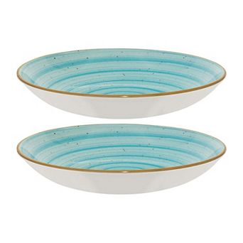 Aqua dia.11" h:2.5" 57 oz. Round Blue Porcelain Bowl (Set of 2)