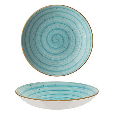 Aqua dia.11" h:2.5" 57 oz. Round Blue Porcelain Bowl (Set of 2)