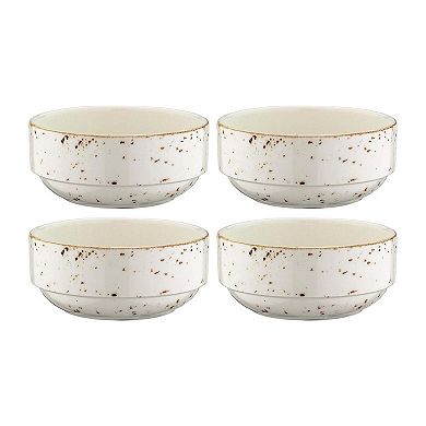Grain dia.5.5" h:2.5" 17 oz. Round Decorated Porcelain Bowl (Set of 4)