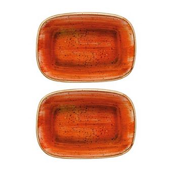 Terracota 6.5" x 4.5" x h:1.5" 12 oz. Rectangular Terracotta Porcelain Deep Plate (Set of 2)