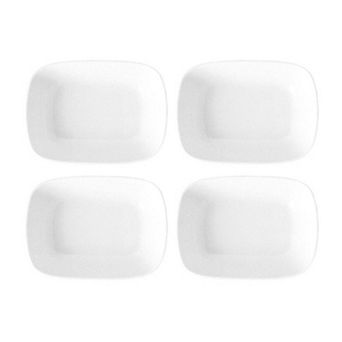 Porcelain Delta-Coupe 8" x 5.75" x h:1.75" 20 oz. Rectangular White Porcelain Deep Plate (Set of 4)
