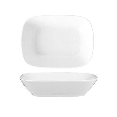 Porcelain Delta-Coupe 8" x 5.75" x h:1.75" 20 oz. Rectangular White Porcelain Deep Plate (Set of 4)