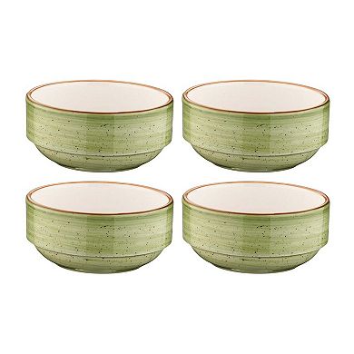 Therapy dia.5.5" h:2.5" 17 oz. Round Green Porcelain Bowl (Set of 4)
