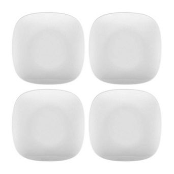 Porcelain Mimoza 7" x 7" Square White Porcelain Plate (Set of 4)