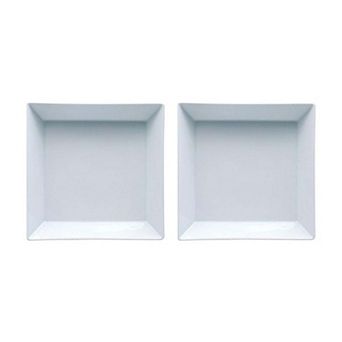 Porcelain Merid 8.5" x 8.5" x h:1.75" 37 oz. Square White Porcelain Bowl (Set of 2)