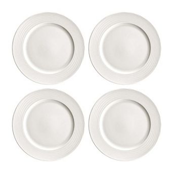 Loop dia.10.5" Round Warm White Porcelain Plate (Set of 4)