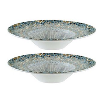 Luca Mosaic Matte dia.11" h:2.5" 14 oz. Round Decorated Porcelain Bowl (Set of 2)