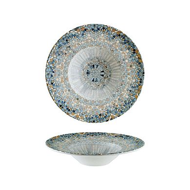 Luca Mosaic Matte dia.11" h:2.5" 14 oz. Round Decorated Porcelain Bowl (Set of 2)