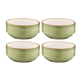 Therapy dia.4.75" h:2" 12 oz. Round Green Porcelain Bowl (Set of 4)