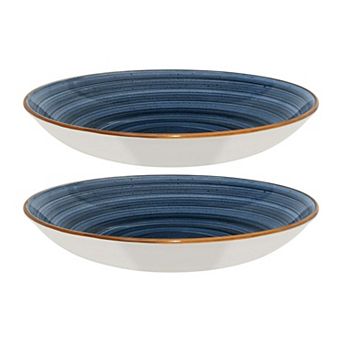 Dusk dia.11" h:2.5" 57 oz. Round Blue Porcelain Bowl (Set of 2)