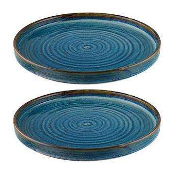 Sapphire dia.10" Round Blue Porcelain Plate (Set of 2)