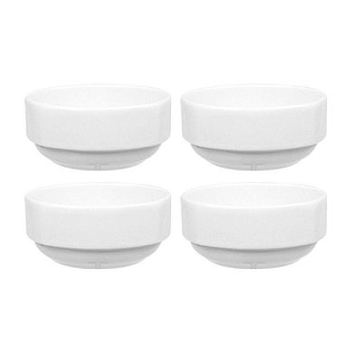 Porcelain Mimoza dia.4" h:1.5" 8 oz. Round White Porcelain Bowl (Set of 4)