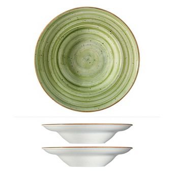 Therapy dia.10.75" h:2.25" 16 oz. Round Green Porcelain Bowl (Set of 2)