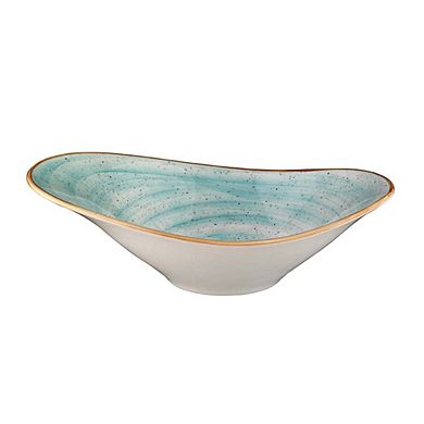 Aqua 11" x 7.5" x h:3.5" 25 oz. Oval Blue Porcelain Bowl