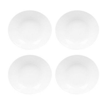 Porcelain Elips 8.5" x 7.75" x h:1.5" 20 oz. Oval White Porcelain Deep Plate (Set of 4)