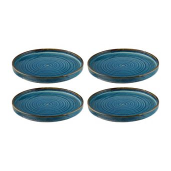 Sapphire dia.8.25" Round Blue Porcelain Plate (Set of 4)