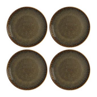 Tierra dia.12" Round Brown Porcelain Plate (Set of 4)