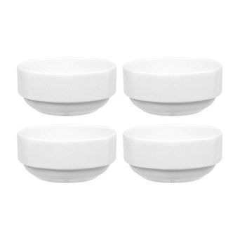 Porcelain Mimoza dia.2.25" h:1" 1 oz. Round White Porcelain Bowl (Set of 4)